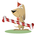 Dog with a candy cane graphic